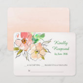 Waterverf Floral Impression Wedding RSVP Kaartje (Voorkant / Achterkant)