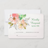 Waterverf Floral Impression Wedding RSVP Kaartje (Voorkant)