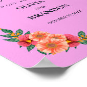 Waterverf Floral in Gold Lijst Wedding Welkom Poster (Hoek)