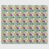 Waterverf Floral in Paars Geel Groen Gift Cadeaupapier (Vlak)
