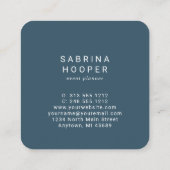 Waterverf Floral Indigo Beige Rond Korners Vierkante Visitekaartje (Achterkant)