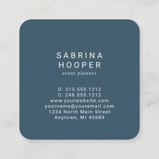 Waterverf Floral Indigo Beige Rond Korners Vierkante Visitekaartje (Achterkant)