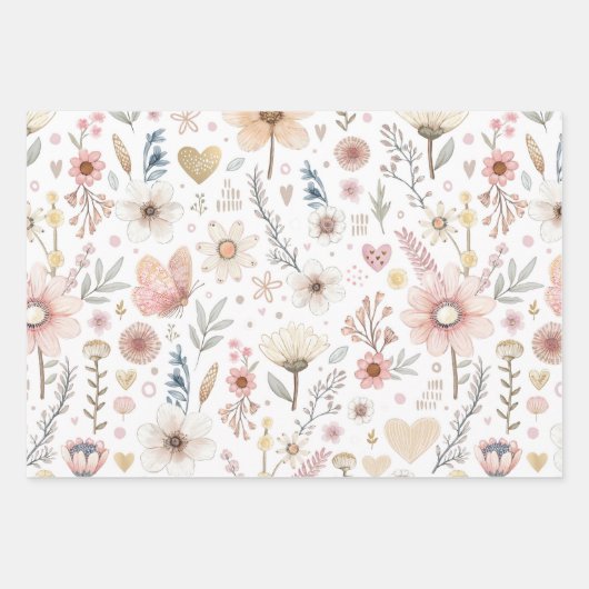 Waterverf Floral Inpakpapier Vel (Voorkant)