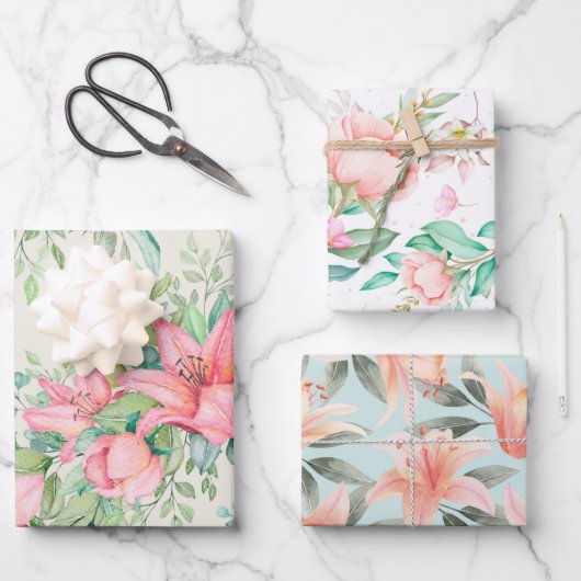 Waterverf Floral Inpakpapier Vel (Voorkant)