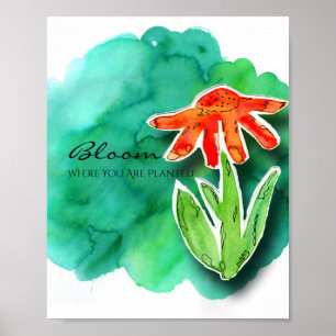 Waterverf Floral Inspirerend Cutout Collage Poster
