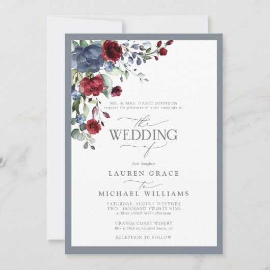 Waterverf Floral Invit Kaart (Voorkant)