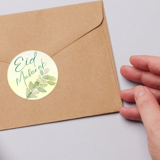 Waterverf Floral Islamitisch Eid Mubarak Ronde Sticker