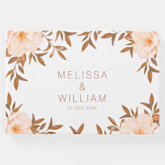 Waterverf Floral Ivoor bruiloft gastenboek (Voorkant)