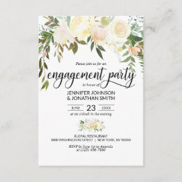 Waterverf Floral Ivory Engagement Party 3,5 x 5 in Kaart