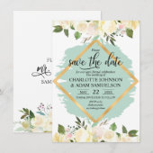 Waterverf Floral Ivory Mint Gold Kaart (Voorkant / Achterkant)