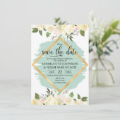 Waterverf Floral Ivory Mint Gold Kaart (Staand voorkant)