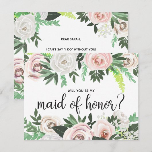 Waterverf Floral, je wordt mijn Kaart (Voorkant / Achterkant)