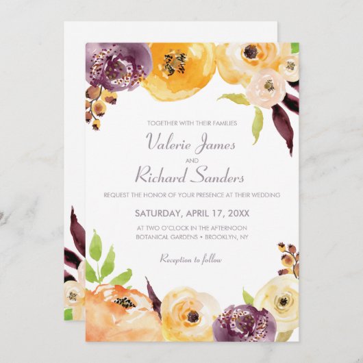 Waterverf Floral Kaart (Voorkant / Achterkant)