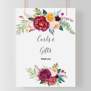 Waterverf Floral Kaarten en cadeaubonzen Poster