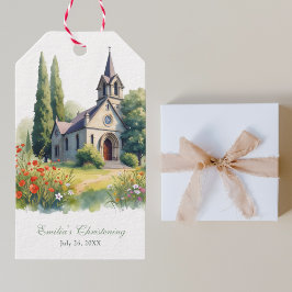 Waterverf Floral Katholieke Kerk Doop Cadeaulabel