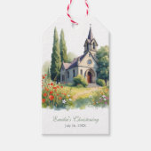 Waterverf Floral Katholieke Kerk Doop Cadeaulabel (Voorkant)
