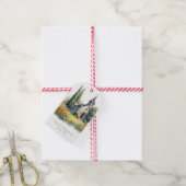 Waterverf Floral Katholieke Kerk Doop Cadeaulabel (Met Touw)