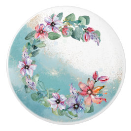 Waterverf Floral Keramische Knop