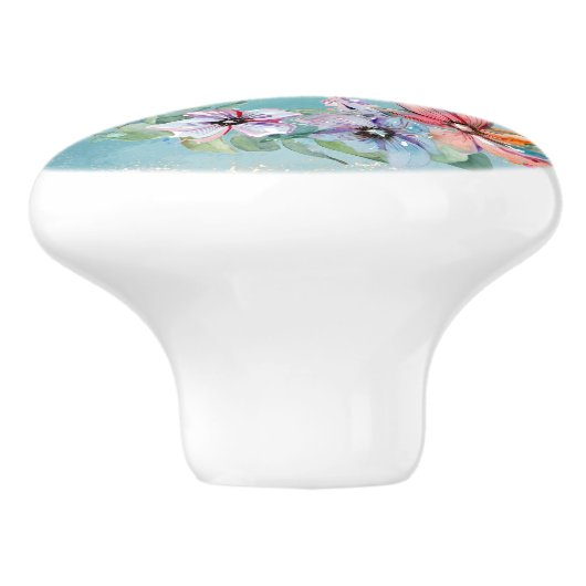 Waterverf Floral Keramische Knop (Zijkant)