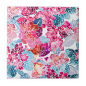 Waterverf Floral Keramische Tegel Tegeltje (Voorkant)