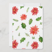 Waterverf Floral kerstbruiloft Rode Poinsettia Kaart (Achterkant)