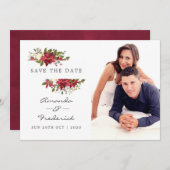 Waterverf Floral kerstbruiloft Save the Date Kaart (Voorkant / Achterkant)