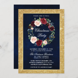 Waterverf Floral kerstfeest Gold Glitter Kaart