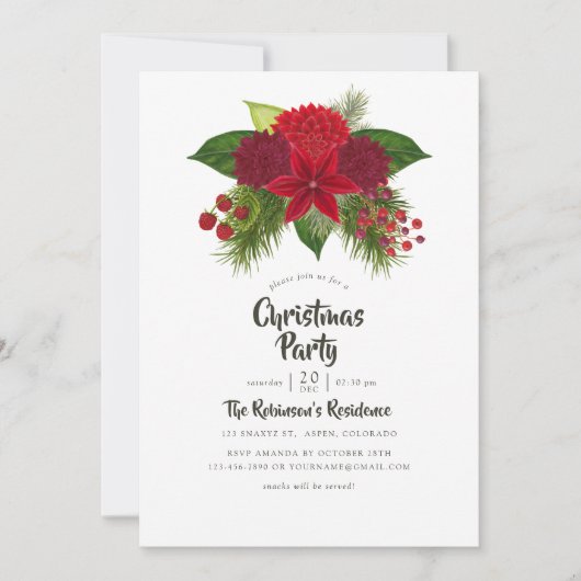 Waterverf Floral kerstfeest Kaart (Voorkant)