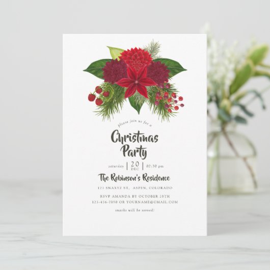 Waterverf Floral kerstfeest Kaart (Staand voorkant)