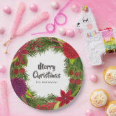 Waterverf Floral kerstfeest Papieren Bordje (Feest)