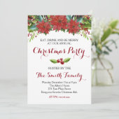 Waterverf Floral-kerstfeest uitnodiging (Staand voorkant)