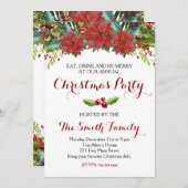 Waterverf Floral-kerstfeest uitnodiging (Voorkant / Achterkant)