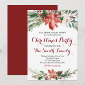 Waterverf Floral-kerstfeest uitnodiging (Voorkant / Achterkant)
