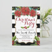 Waterverf Floral-kerstfeest uitnodiging (Staand voorkant)