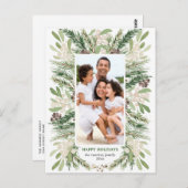 Waterverf Floral kerstfoto Briefkaart (Voorkant / Achterkant)