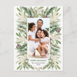Waterverf Floral kerstfoto Briefkaart
