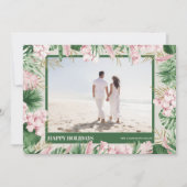 Waterverf Floral kerstfoto Feestdagenkaart (Voorkant)