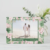 Waterverf Floral kerstfoto Feestdagenkaart (Staand voorkant)