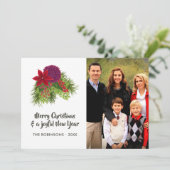 Waterverf Floral kerstfoto Feestdagenkaart (Staand voorkant)