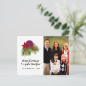 Waterverf Floral kerstfoto Feestdagenkaart (Staand voorkant)