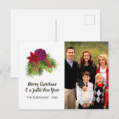 Waterverf Floral kerstfoto Feestdagenkaart (Voorkant / Achterkant)