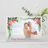 Waterverf Floral kerstfoto Feestdagenkaart (Staand voorkant)