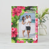 Waterverf Floral kerstfoto Feestdagenkaart (Staand voorkant)