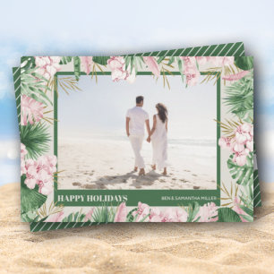 Waterverf Floral kerstfoto Feestdagenkaart