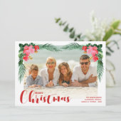 Waterverf Floral kerstfoto Feestdagenkaart (Staand voorkant)