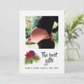 Waterverf Floral Kerstmis Baby Verwacht Aankondiging (Staand voorkant)