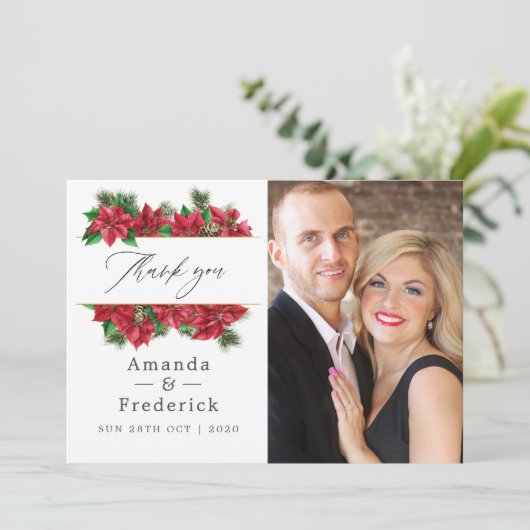 Waterverf Floral Kerstmis Geometric Wedding Bedankkaart (Staand voorkant)