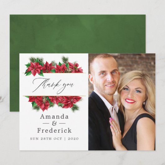 Waterverf Floral Kerstmis Geometric Wedding Bedankkaart (Voorkant / Achterkant)