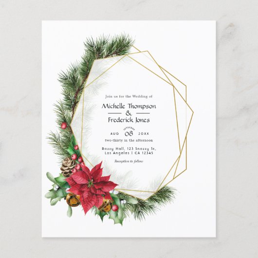 Waterverf Floral Kerstmis Geometric Wedding Flyer (Voorkant)