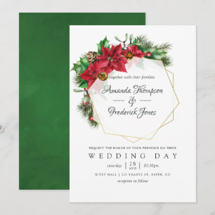 Waterverf Floral Kerstmis Geometric Wedding Kaart